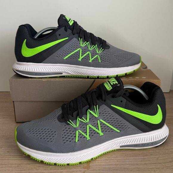 Nike Zoom Winflo 3 Sneaker Grey/Green Men Running Sneakers - SZ 11.5 - Picture 1 of 11